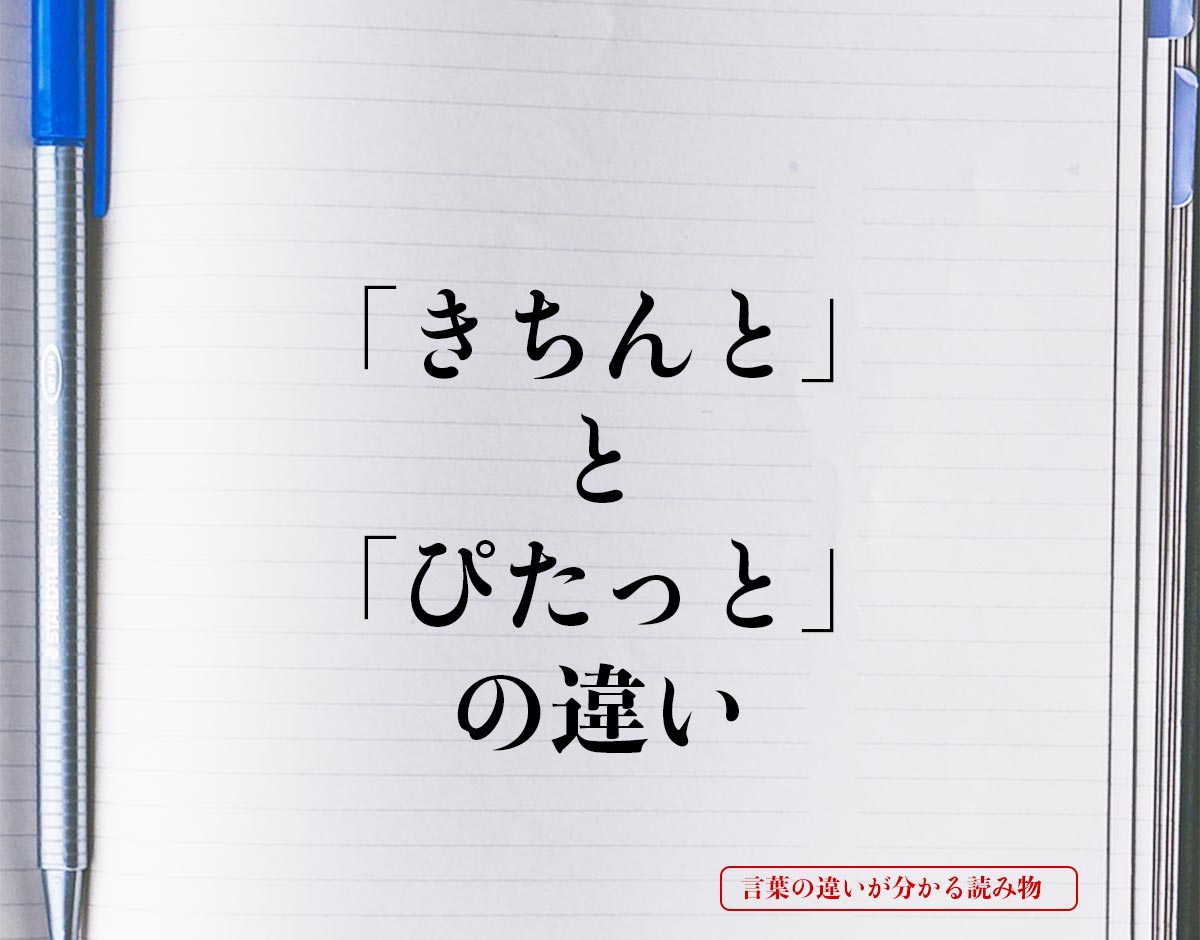 「きちんと」と「ぴたっと」の違いとは？