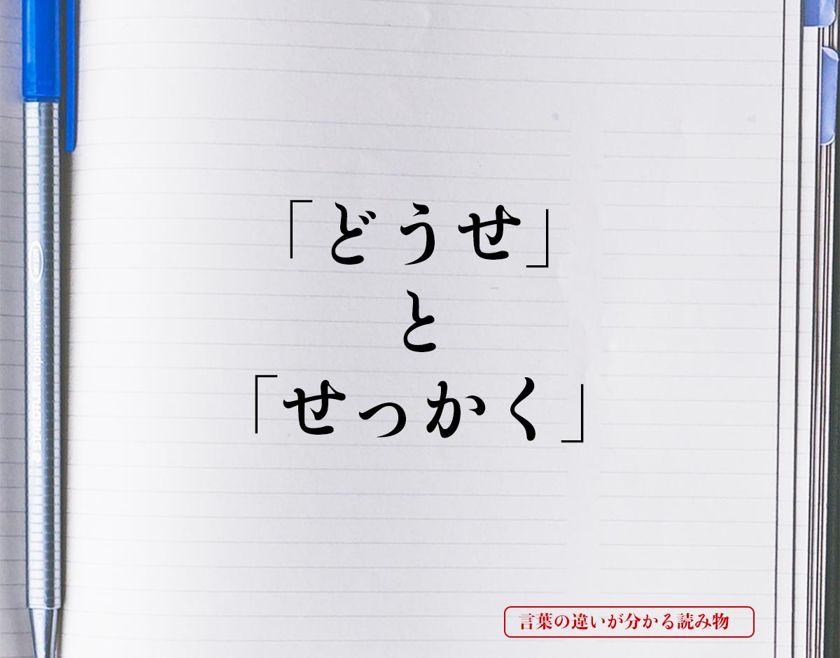 「どうせ」と「せっかく」の違いとは？