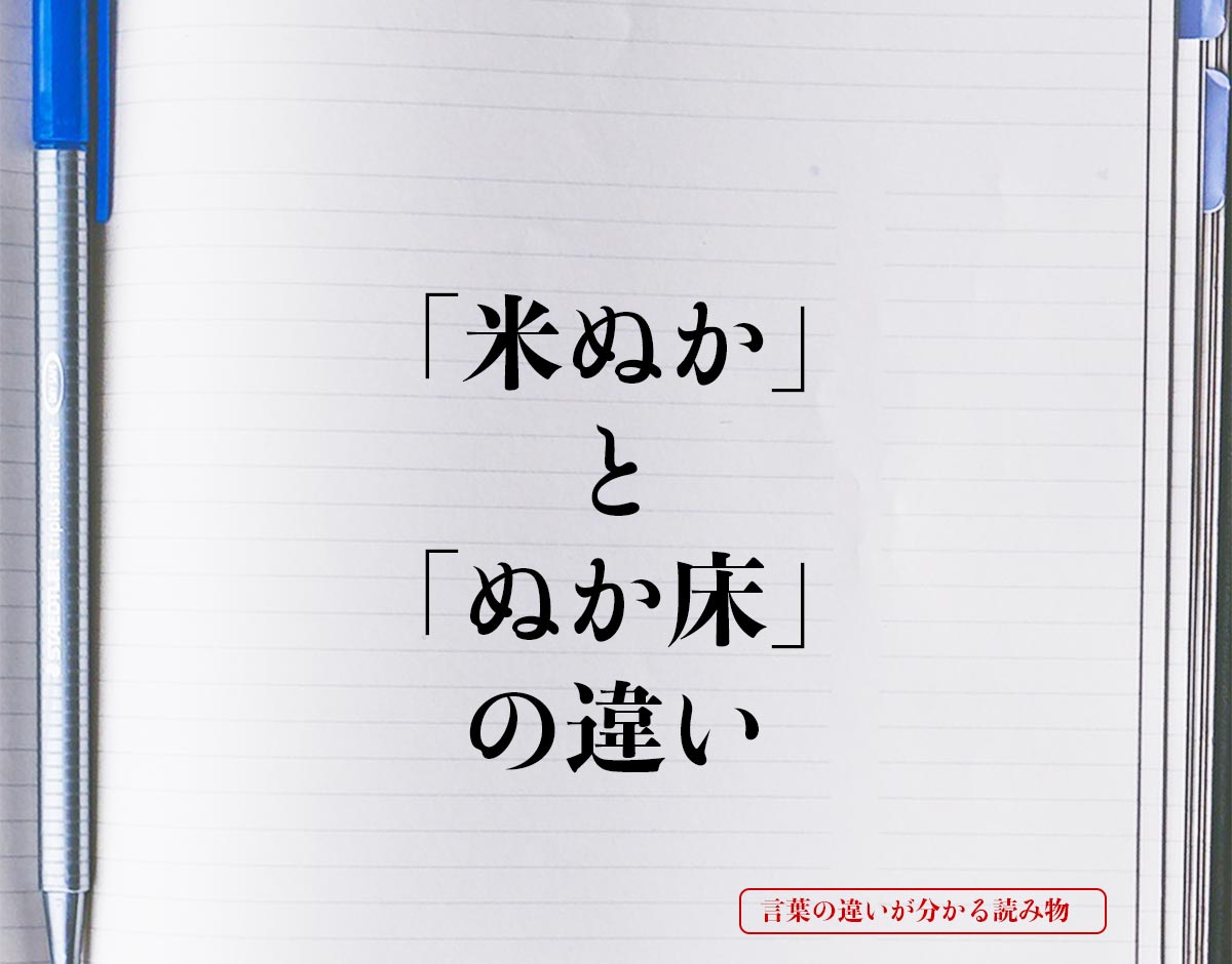 「米ぬか」と「ぬか床」の違いとは？