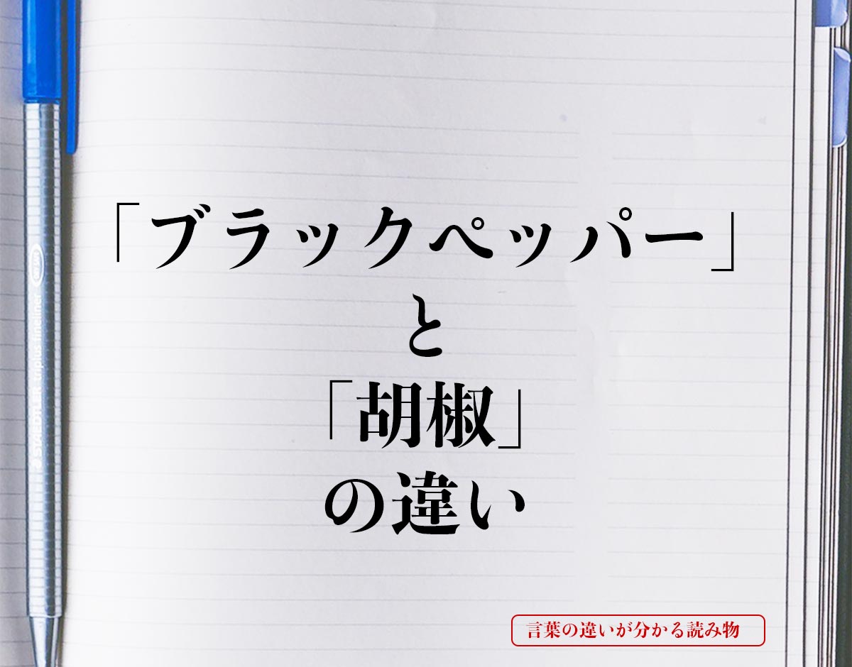 「ブラックペッパー」と「胡椒」の違いとは？