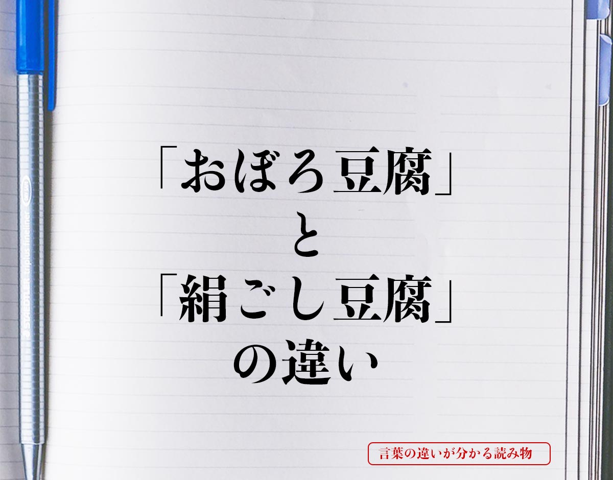 「おぼろ豆腐」と「絹ごし豆腐」の違いとは？